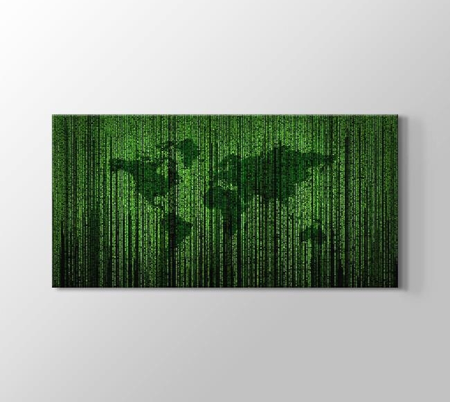  Matrix Kayan Yazılar - Dünya Haritası