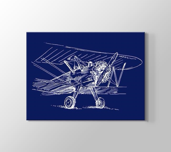  Mavi Fonda Beyaz Çizgi ile Çizilmiş Uçak - 2