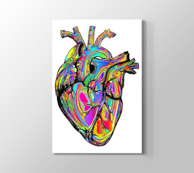  Beyaz Fonda Renkli Kalp Çizimi