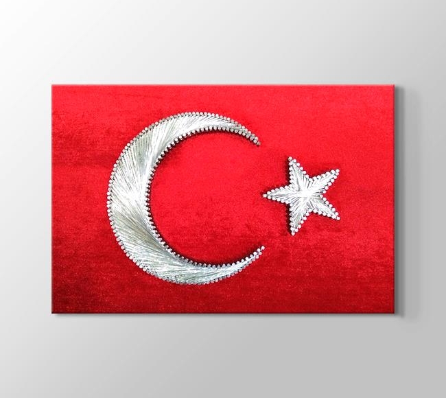  Çivi ve İplik Görünümlü Desen Dijital Baskı Türk Bayrağı