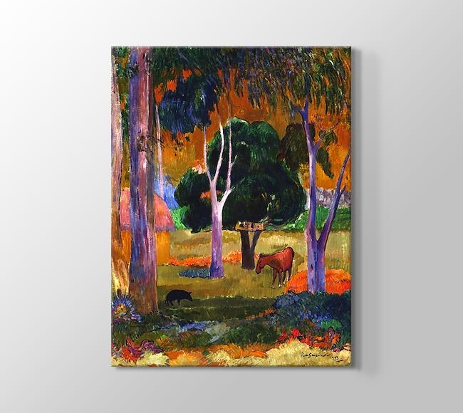  Paul Gauguin Landscape with a Pig and a Horse - Hiva Oa