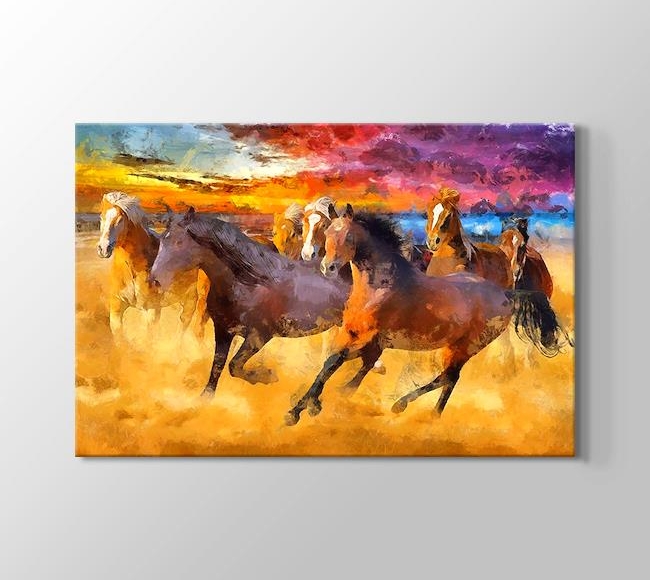  Atlar Sahilde Renklerin Dünyasına Koşarken