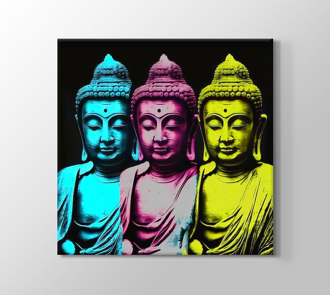  Thart Buddha 3 Renk Pop Art Stili