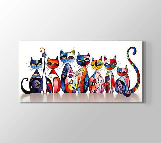  7 Kedi Wassily Kandinsky Tarzı