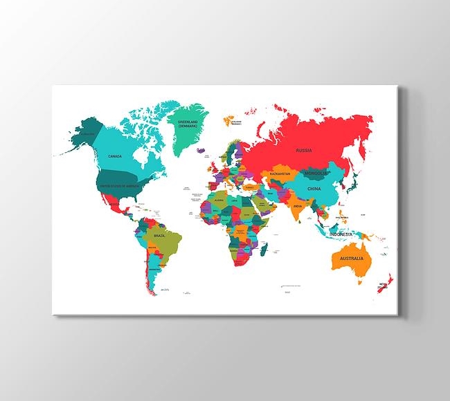  Renklendirilmiş Ülke Dünya Haritası