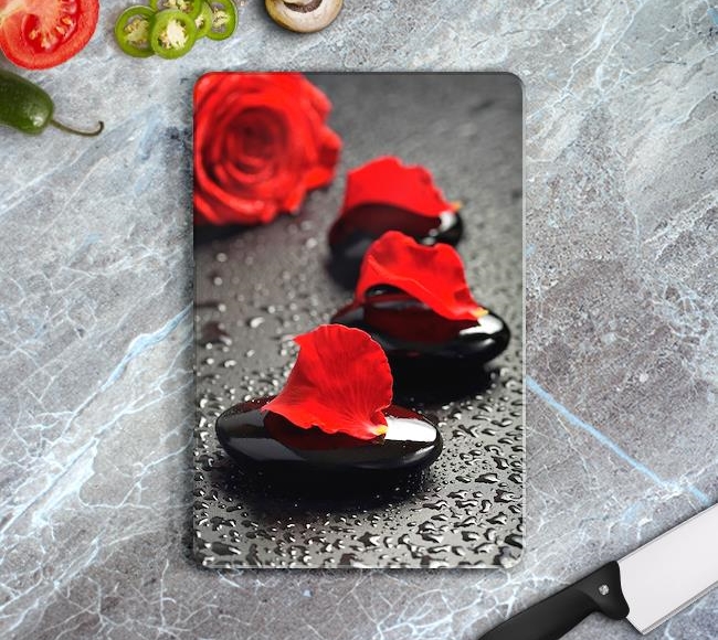 Black Pebbles and Red Rose