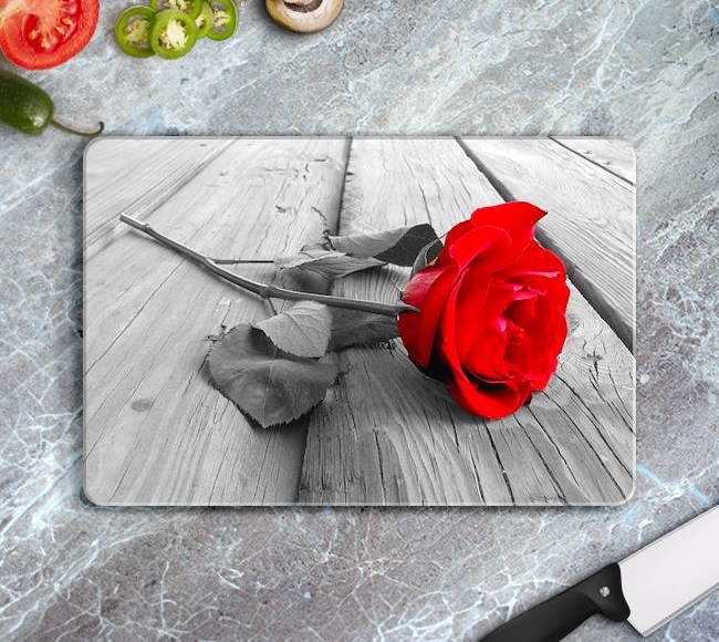 Red Rose on Wood