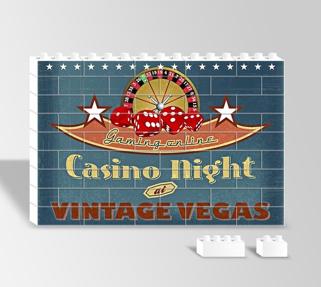 Vegas Casino Gecesi Vintage Poster