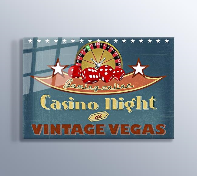 Vegas Casino Gecesi Vintage Poster