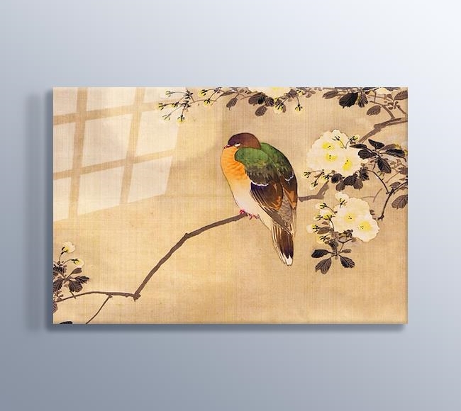 Japanese Silk Painting of a Wood Pigeon