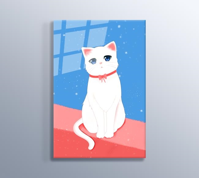 Sevimli Kedi Mavi Pembe