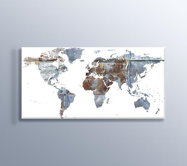 Metalik Pas Desenli Dünya Haritası