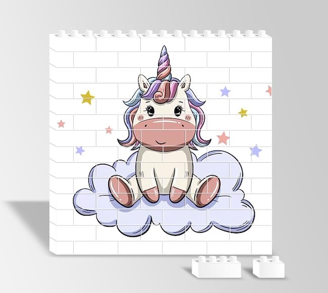 Bulut Üstünde Oturan Unicorn