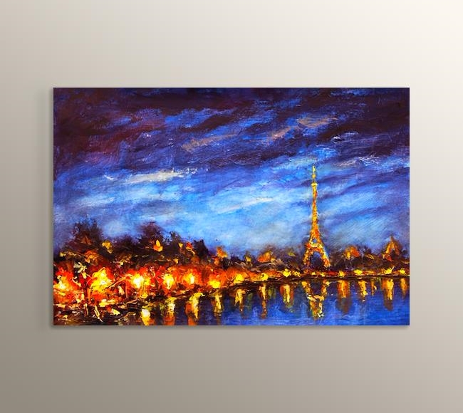 Paris Gece Işıkları Soyut Şehir