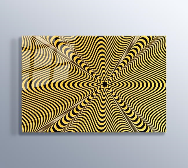 Sarı ve Siyah Tonlarında Kıvrımlı Optik İllüzyon