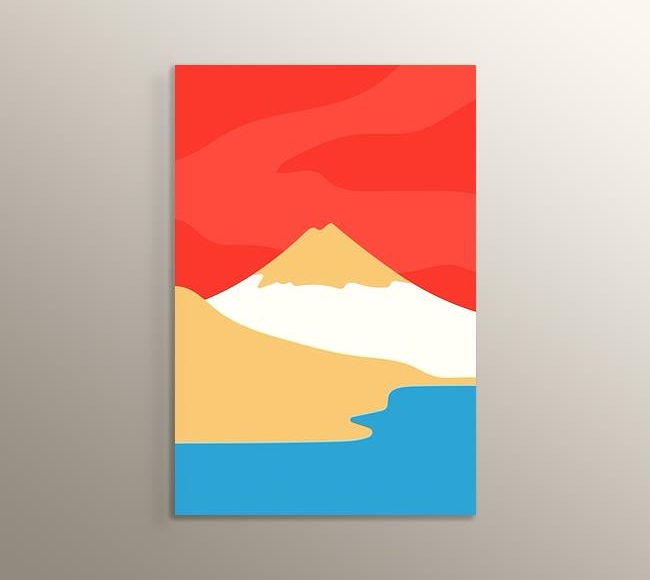 Renk Desenleri - Dağ Deniz ve Kırmızı Gökyüzü