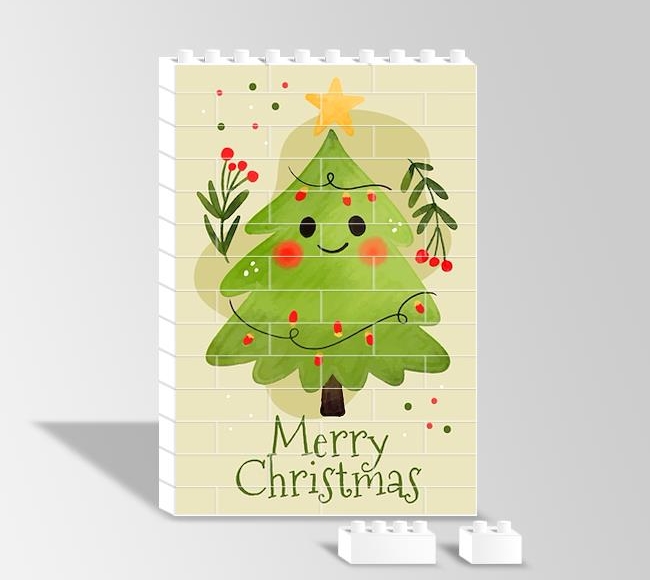 Yılbaşı Ağacı - Merry Christmas - Sulu Boya Deseni