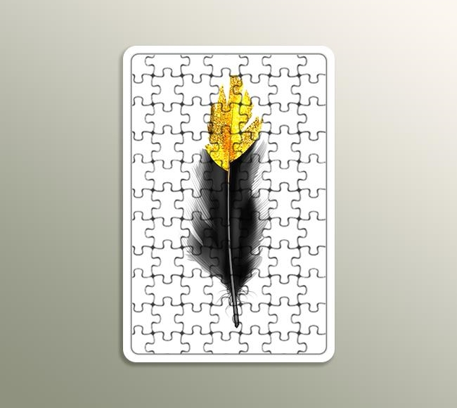 Altın Desenli Siyah Kuş Tüyü - 2