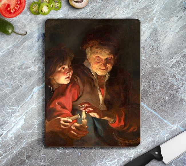 Old Woman and Boy with Candles