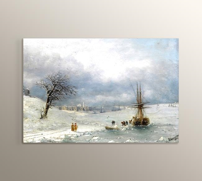 Frozen Bosphorus Under Snow - 1874 İstanbul Boğazı Karlar Altında