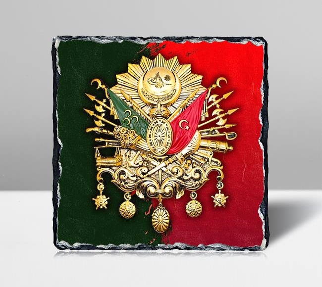 Osmanlı Tuğrası - Yeşil ve Kırmızı - Altın Varak Görünümlü