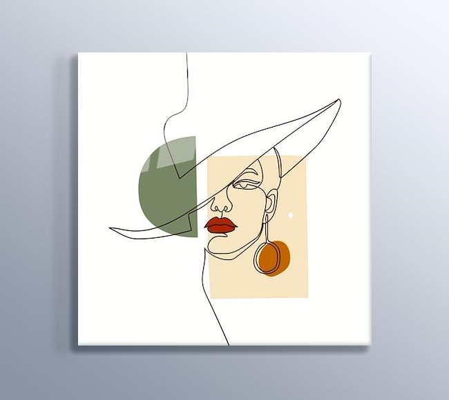 Soyut Şapkalı Kadın Portresi - Çizgi Sanatı