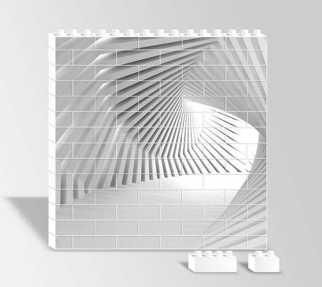 3 Boyutlu Geometrik Beyaz Şekiller Tüneli