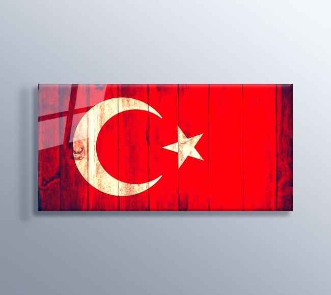 Ahşap Desenli Türk Bayrağı