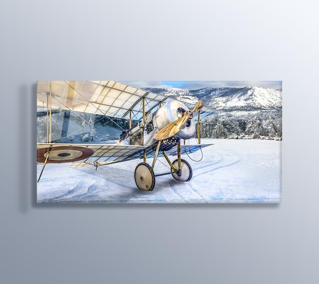 Kış Mevsiminde Eski Çift Kanatlı Uçak