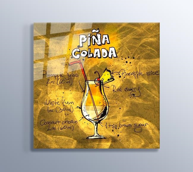 Pina Colada Kokteyli Tipografi İllüstrasyonu