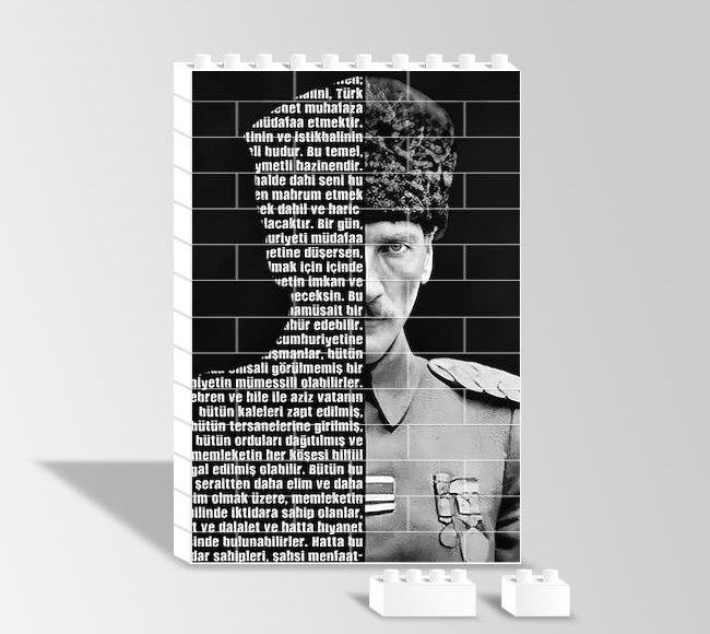 Atatürk'ün Gençliğe Hitabesi Tipografi - Siyah Beyaz