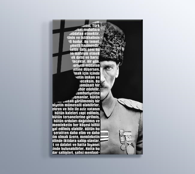 Atatürk'ün Gençliğe Hitabesi Tipografi - Siyah Beyaz