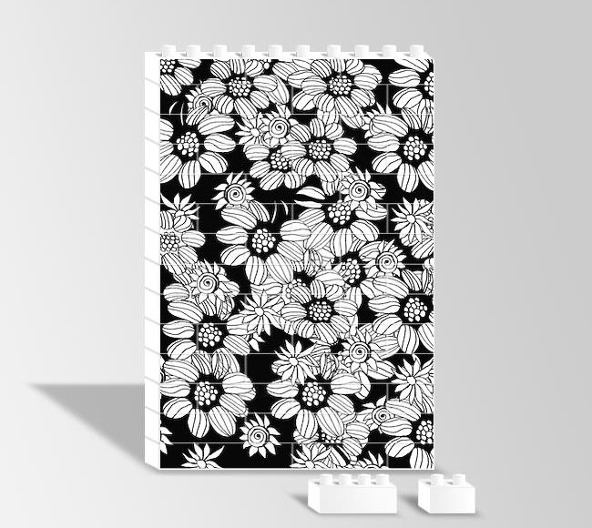 Siyah Beyaz Çiçekler - Mandala