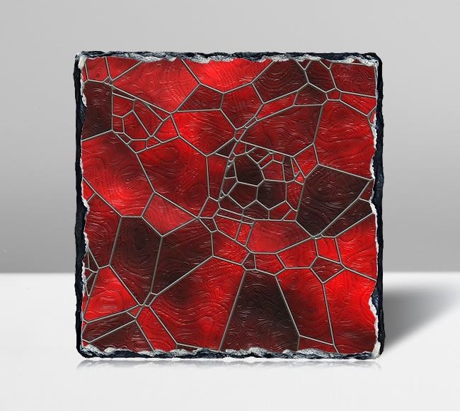 Kırmızı Camdaki Mozaik Vitray Desen