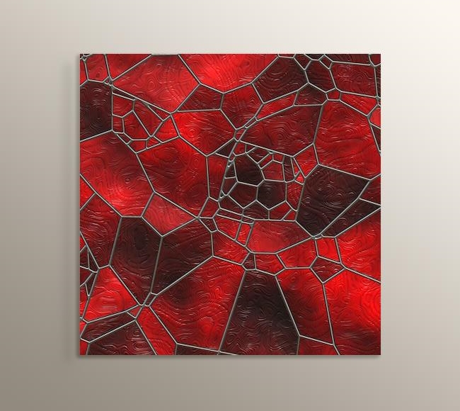 Kırmızı Camdaki Mozaik Vitray Desen