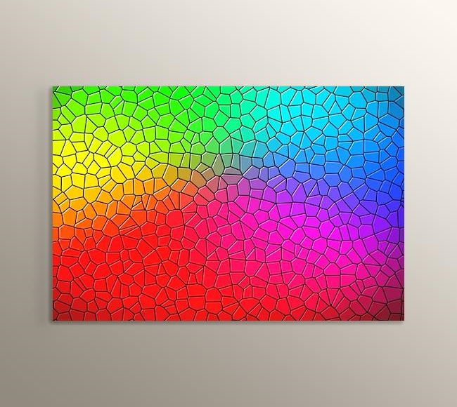 Gökkuşağı Renkli Camdaki Mozaik Vitray Desen - 2