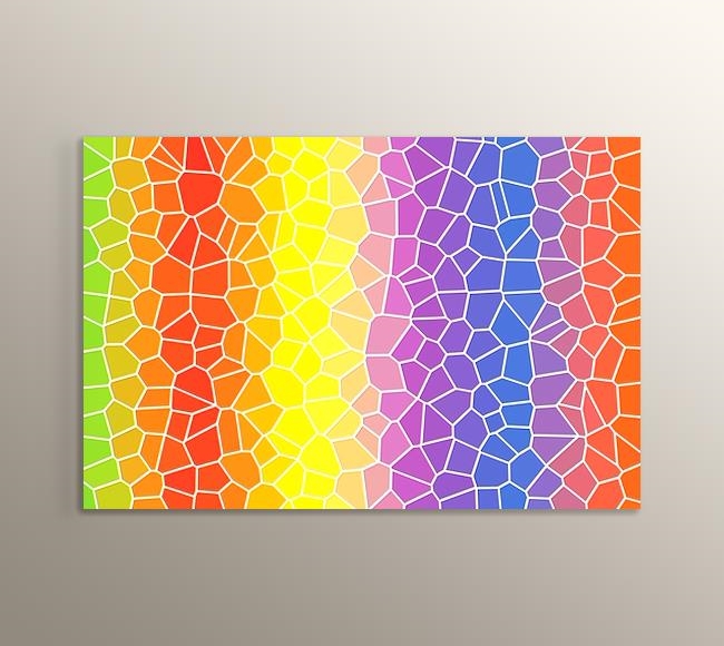 Gökkuşağı Tonlarında Camdaki Mozaik Vitray Desen