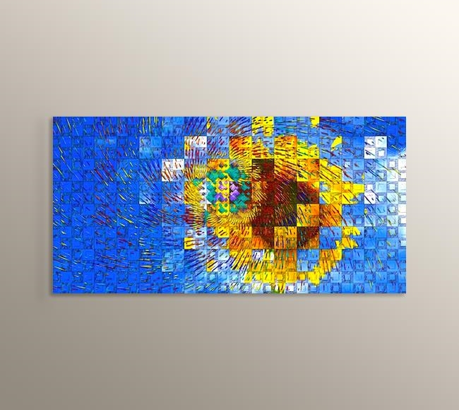 Mozaik Ayçiçeği Desenli Vitray Cam