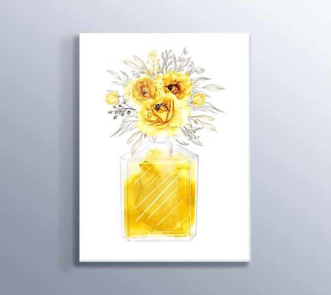 Sarı Renkli Parfüm Şişesindeki Çiçekler