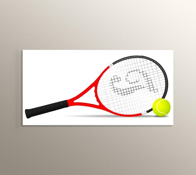 Beyaz Fonda Raket ve Tenis Topu