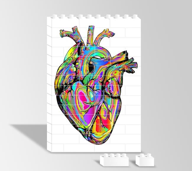 Beyaz Fonda Renkli Kalp Çizimi