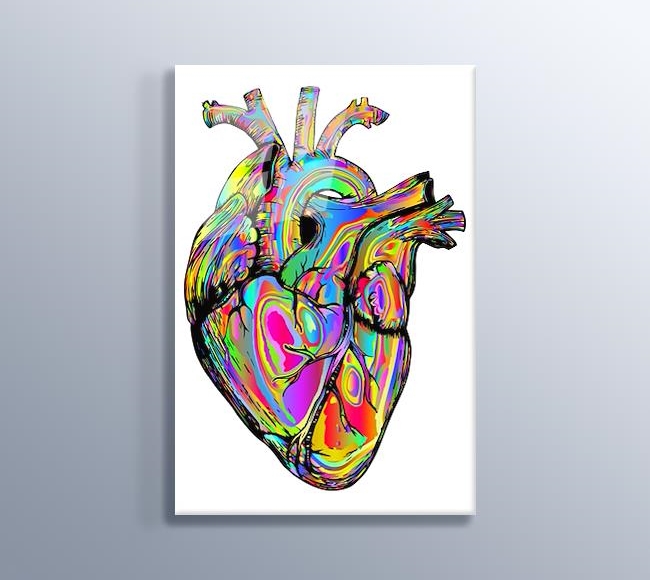 Beyaz Fonda Renkli Kalp Çizimi
