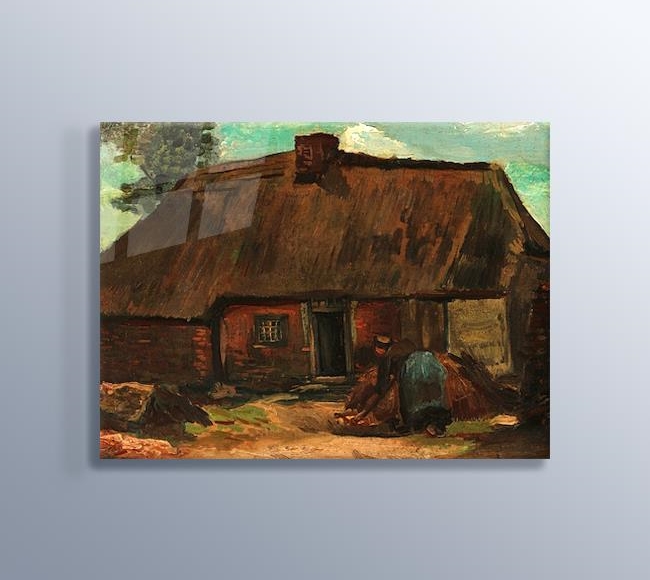 Cottage with Peasant Woman Digging