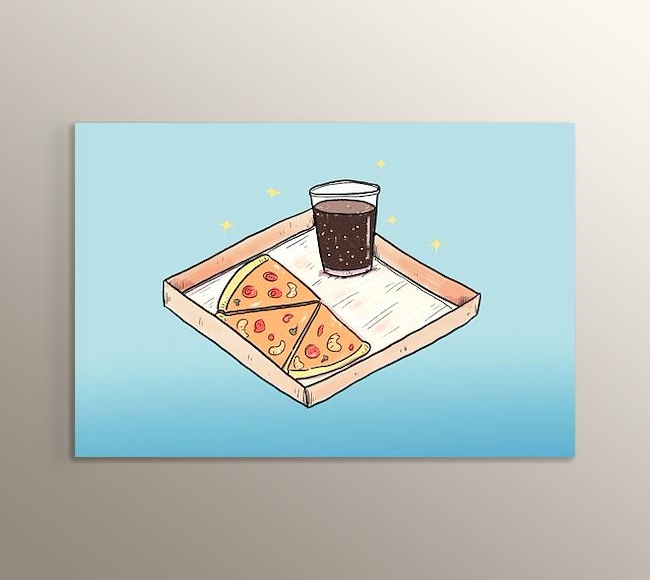 Pizza ve Kola İllüstrasyonu