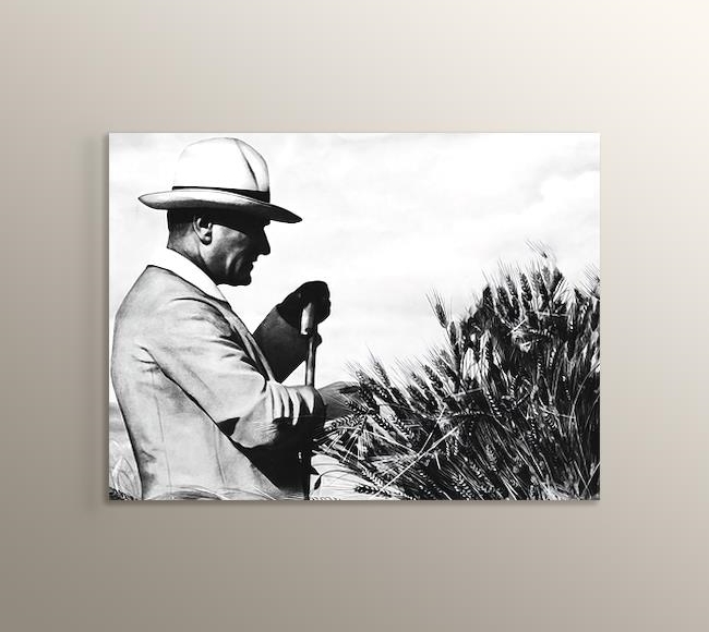 Atatürk Buğday Tarlasını izlerken - Milli ekonominin temeli tarımdır
