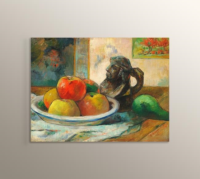 Still Life with Apples, a Pear, and a Ceramic Portrait Jug