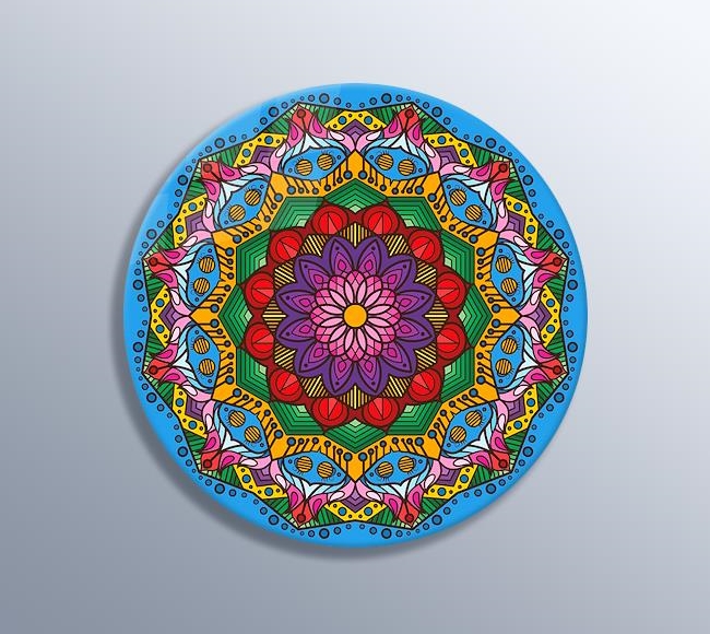 Renkli Mandala Gülü Vitray Desen