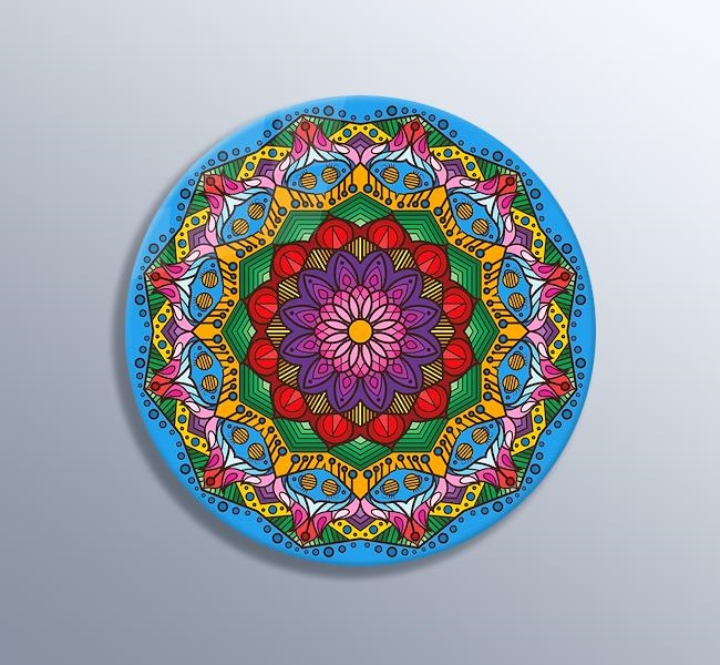 Renkli Mandala Gülü Vitray Desen