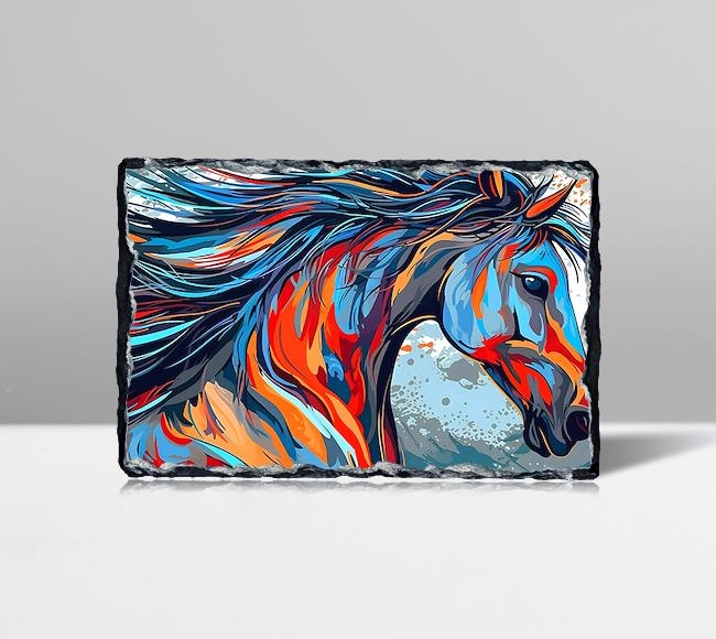 Su Boyası Grafiti Desenli Majestik Atın Canlı Portresi
