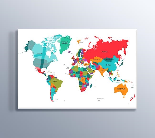 Renklendirilmiş Ülke Dünya Haritası